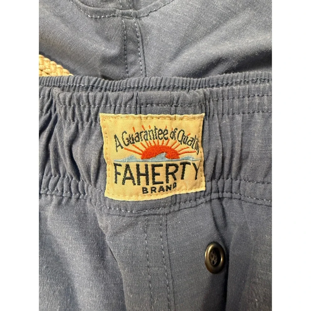 Faherty Swim Trunks Mens Small Blue‎ Colorblock Elastic Waist Board Shorts